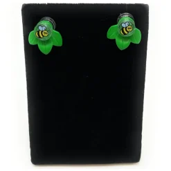 The Brick Show Shop B3 Customs® Bumblebee on Leaves Earrings made from LEGO Bricks