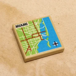 The Brick Show Shop B3 Customs® Miami, FL USA Map (2x2 Tile)