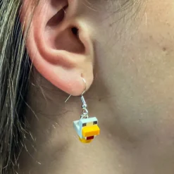 The Brick Show Shop B3 Customs® Minecraft Chicken Earrings made from LEGO Bricks