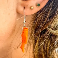 The Brick Show Shop B3 Customs® Orange Fish Earrings made from LEGO Bricks