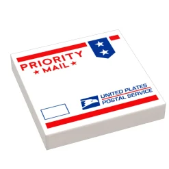 The Brick Show Shop B3 Customs® Priority Mail Package, USPS (2x2 Tile) using LEGO bricks