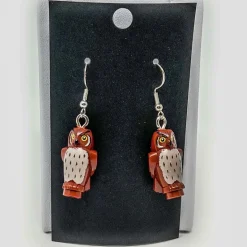 The Brick Show Shop B3 Customs® Reddish Brown Owl Earrings made from LEGO Bricks