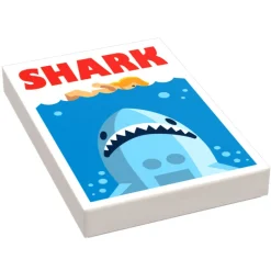 The Brick Show Shop B3 Customs® Shark Movie Cover (2x2 Tile) using LEGO bricks