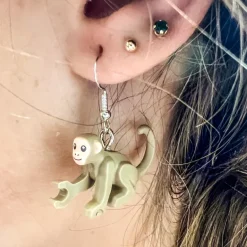The Brick Show Shop B3 Customs® Tan Monkey Earrings made from LEGO Bricks
