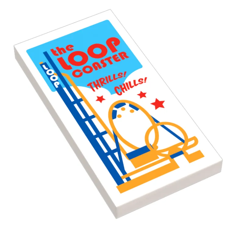 The Brick Show Shop B3 Customs® The Loop Coaster Amusement Park Poster (2x4 Tile)