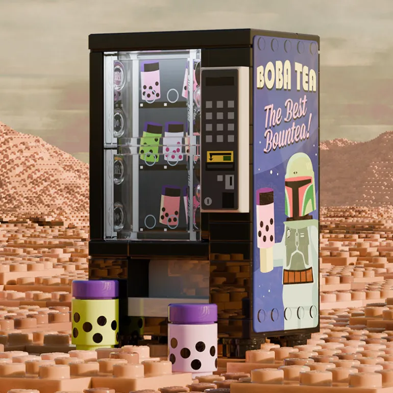 The Brick Show Shop Boba Tea Vending Machine Building Set made using LEGO parts - B3 Custo