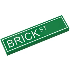 The Brick Show Shop Brick St. Street Sign made with LEGO part (1x4 Tile) - B3 Customs