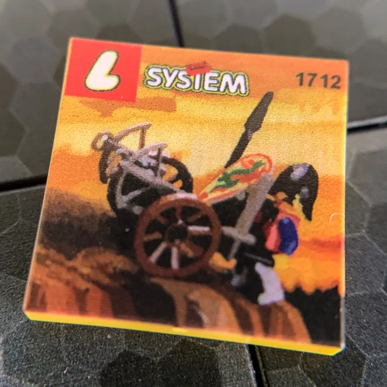 The Brick Show Shop Crossbow Cart, Dragon Masters Set 1712 - Custom Printed 2x2 Tile