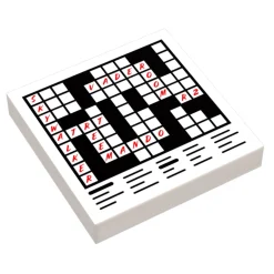 The Brick Show Shop Crossword Puzzle (2x2 Tile) for minifigs made using LEGO parts - B3 Cu