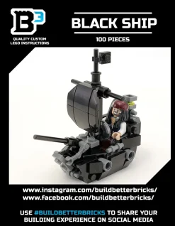 The Brick Show Shop Custom Black Ship (Pearl) with Jack Sparrow Minfigure