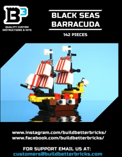 The Brick Show Shop Custom Mini Black Seas Barracuda with Captain Brickbeard Minifigure
