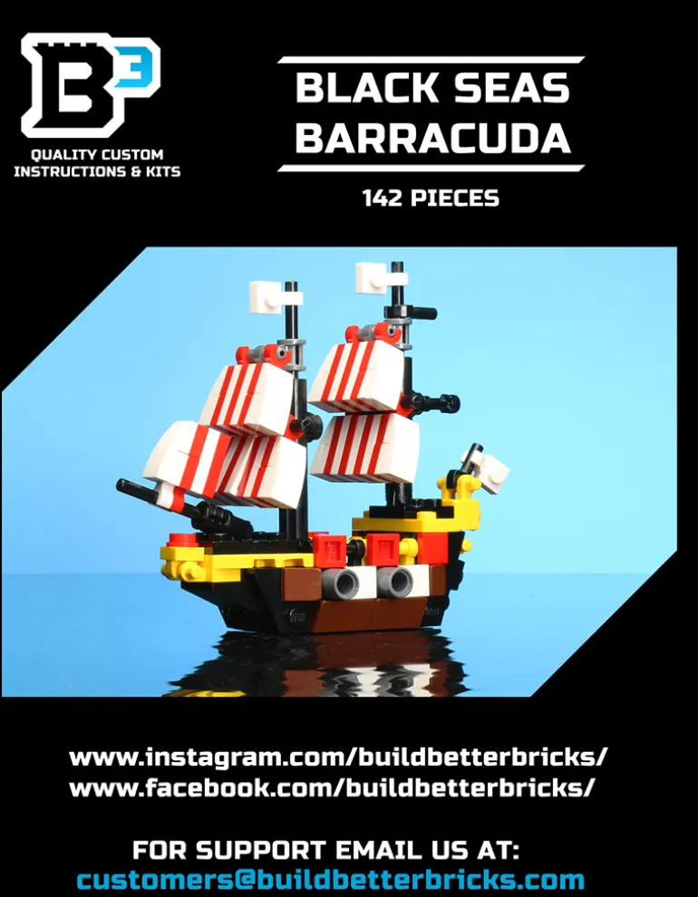 The Brick Show Shop Custom Mini Black Seas Barracuda with Captain Brickbeard Minifigure