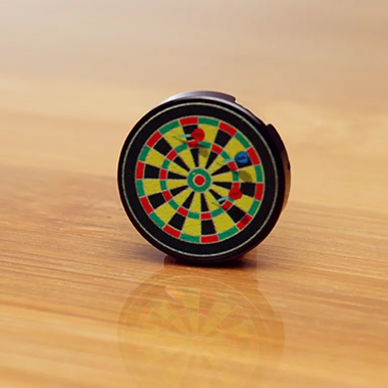 The Brick Show Shop Dartboard w/ Darts - Custom Printed 2x2 Round Tile
