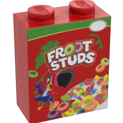 The Brick Show Shop Froot Studs Cereal - Custom Printed 1x2x2 Brick
