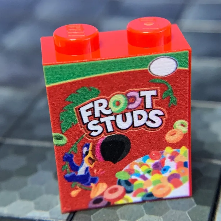 The Brick Show Shop Froot Studs Cereal - Custom Printed 1x2x2 Brick