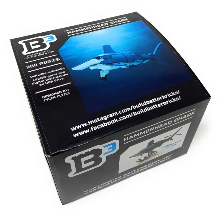 The Brick Show Shop Hammerhead Shark Building Set made with LEGO parts - B3 Customs