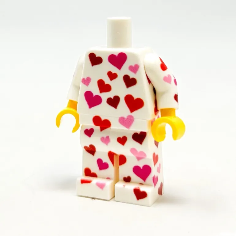 The Brick Show Shop Hearts Valentine's Day PJs Minifig Body made with LEGO parts - B3 Cust