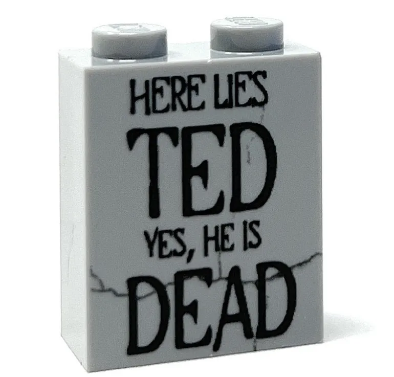 The Brick Show Shop Here Lies TED, He is DEAD Tombstone (Halloween) (1x2x2 Brick) - B3 Cus