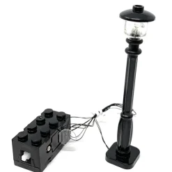 The Brick Show Shop Light-Up Lamp Post (Black) w/ Yellow Light for LEGO Layouts