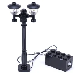 The Brick Show Shop Light-Up Lamp Post (Black) w/ Yellow Light for LEGO Layouts