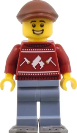The Brick Show Shop Man in Dark Red Ugly Christmas Sweater w/ Snow Shoes - LEGO City Minif