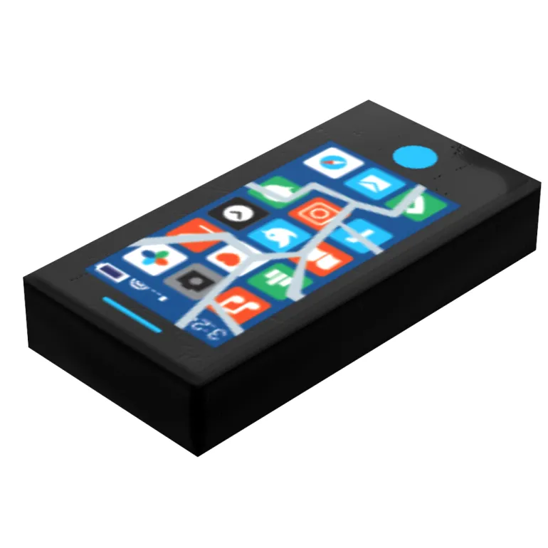 The Brick Show Shop Mobile Phone (Cracked Screen) - B3 Customs® Printed 1x2 Tile