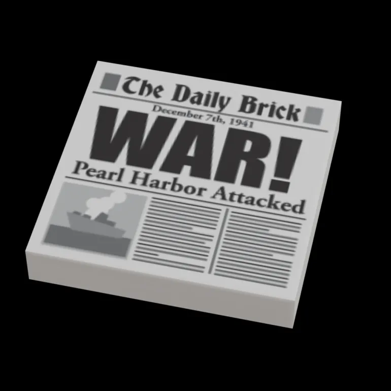 The Brick Show Shop Pearl Harbor Attack WW2 Newspaper (2x2 Tile) made using LEGO part