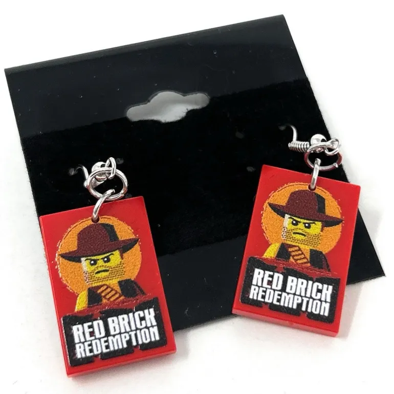 The Brick Show Shop Red Brick Redemption Video Gaming Earrings made from LEGO parts - B3 C