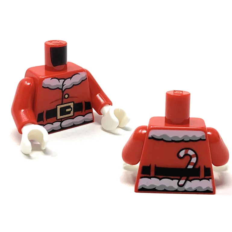 The Brick Show Shop Red Santa Clause Torso w/ Candy Cane on Back - Official LEGO® Part