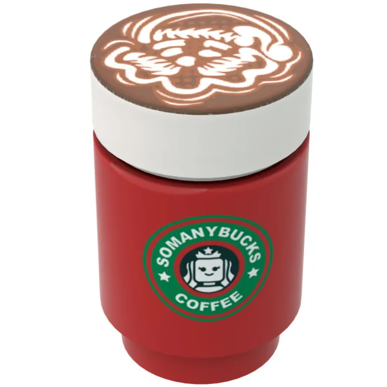 The Brick Show Shop Somanybucks Christmas Coffee Cup w/ Santa Foam for Minifigs made using