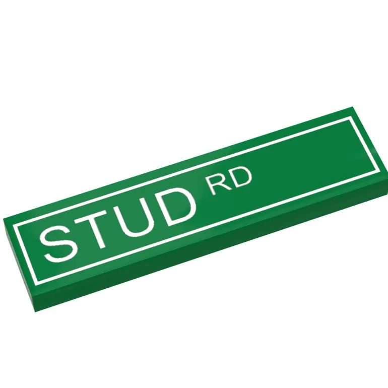 The Brick Show Shop Stud Road Street Sign made with LEGO part (1x4 Tile) - B3 Customs