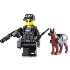 The Brick Show Shop SWAT Police Officer w/ K9 - Custom LEGO Military Minifig