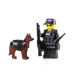 The Brick Show Shop SWAT Police Officer w/ K9 - Custom LEGO Military Minifig