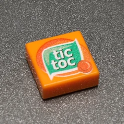 The Brick Show Shop Tic Toc - Custom Printed 1x1 Tile made using LEGO part