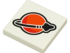 The Brick Show Shop Tile 2 x 2 with Orange, Red and Black Classic Space Logo Pattern - Off