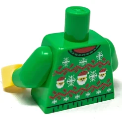 The Brick Show Shop Ugly Green Santa Christmas Sweater Printed Torso made using LEGO parts