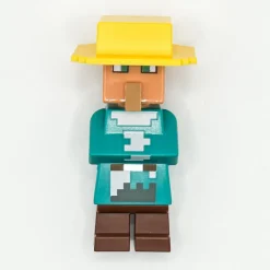 The Brick Show Shop Villager (Farmer) - Snow Biome Outfit, Yellow Hat - LEGO Minecraft Min