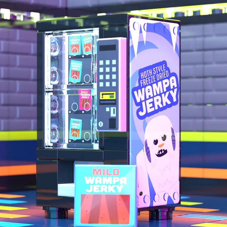 The Brick Show Shop Wampa Beef Jerky Minifig Vending Machine Building Set made using LEGO