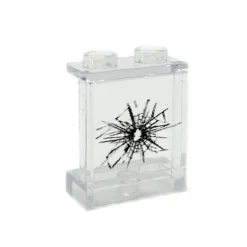 The Brick Show Shop Window with Large Cracked Hole #1 - Custom Printed LEGO 1x2x2 Panel, B