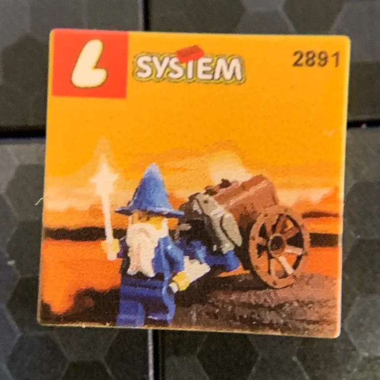 The Brick Show Shop Wizard's Cart, Dragon Masters Set 2891 - Custom Printed 2x2 Tile