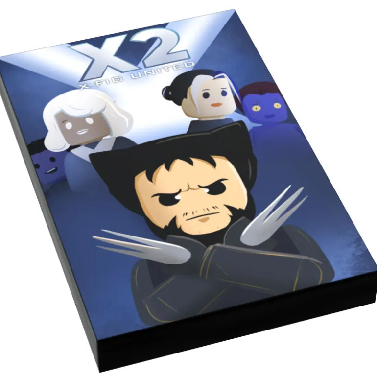 The Brick Show Shop X2: X-Fig United Movie Cover (2x3 Tile) made using LEGO parts - B3 Cus