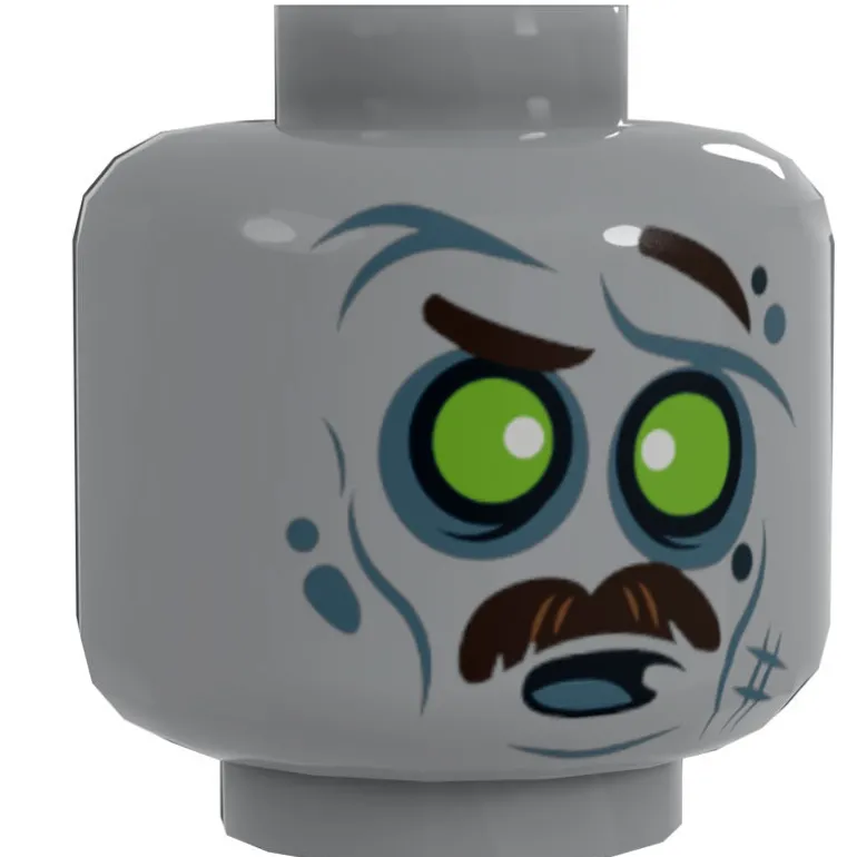 The Brick Show Shop Zombie #5 Minifig Head w/ Mustache made using LEGO parts - B3 Customs